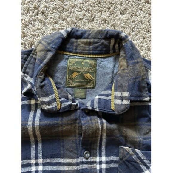 Anchorage Expedition Flannel Shirt Mens Large Blue Plaid Long Sleeve Button Up - Picture 6 of 13